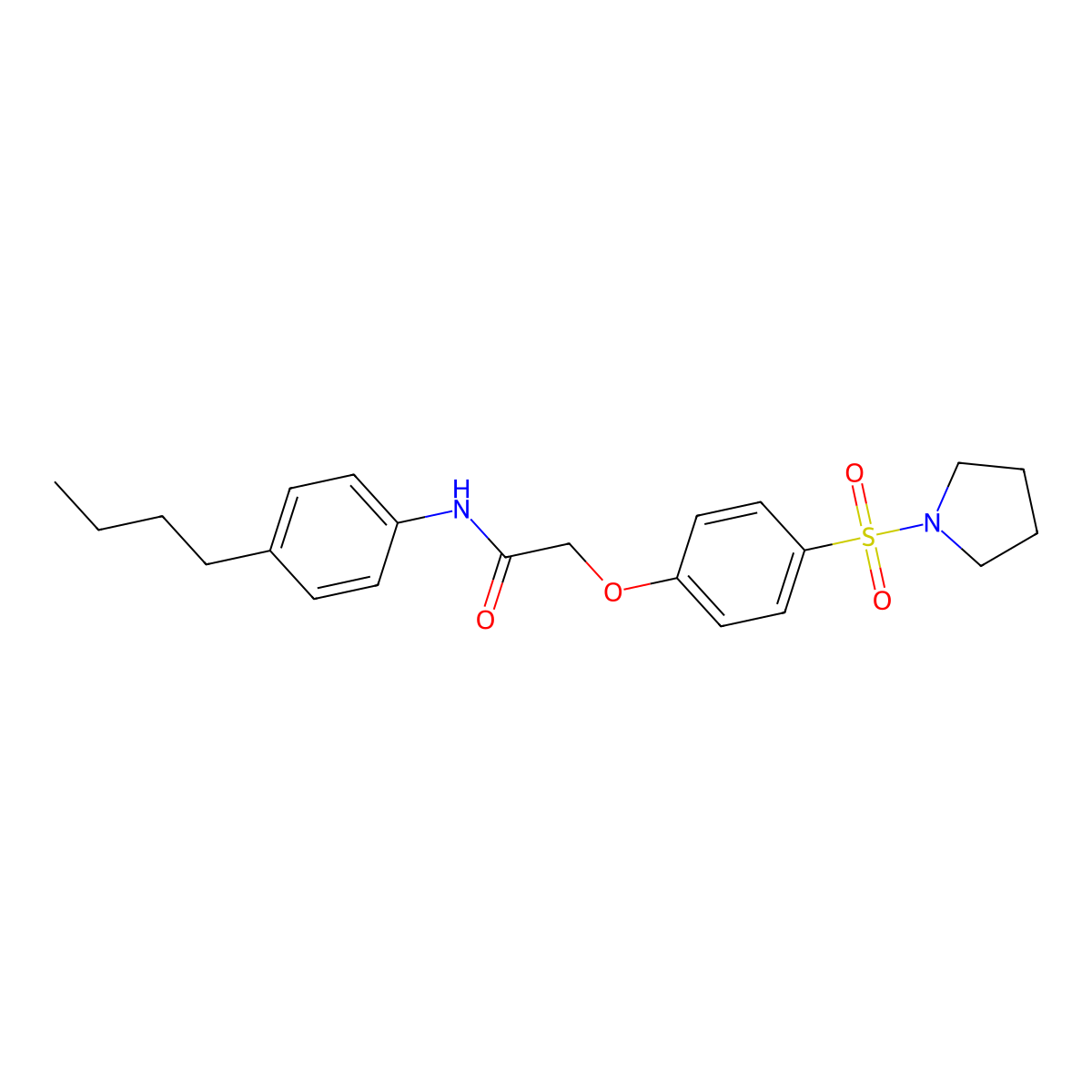 N-(4-butylphenyl)-2-(4-pyrrolidin-1-ylsulfonylphenoxy)acetamide molecular structure, CAS 701282-91-9