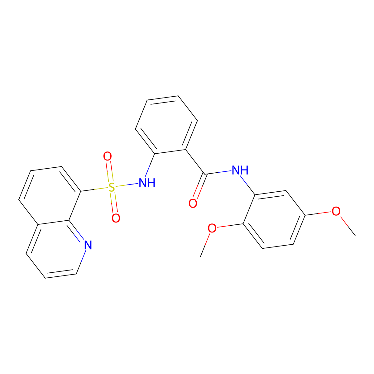 N-(2,5-dimethoxyphenyl)-2-[(8-quinolinylsulfonyl)amino]benzamide molecular structure, CAS 701283-02-5
