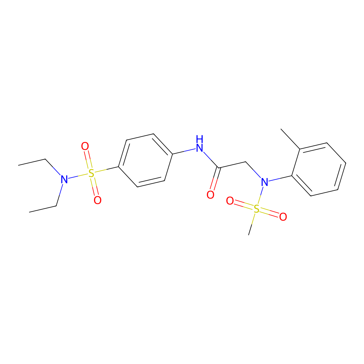 N-[4-(diethylsulfamoyl)phenyl]-2-(2-methyl-N-methylsulfonylanilino)acetamide molecular structure, CAS 701283-15-0