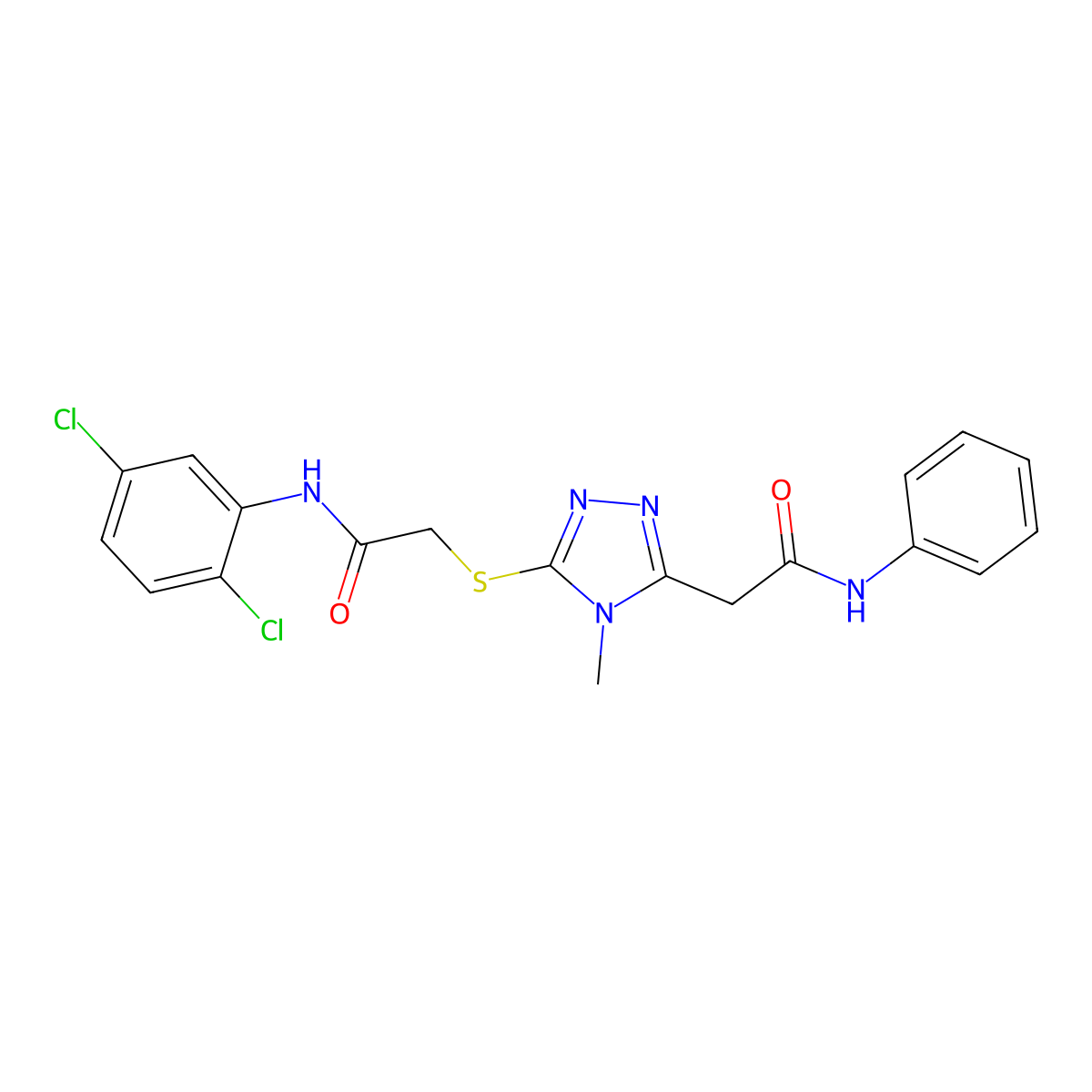 2-[5-[2-(2,5-dichloroanilino)-2-oxoethyl]sulfanyl-4-methyl-1,2,4-triazol-3-yl]-N-phenylacetamide molecular structure, CAS 701283-18-3