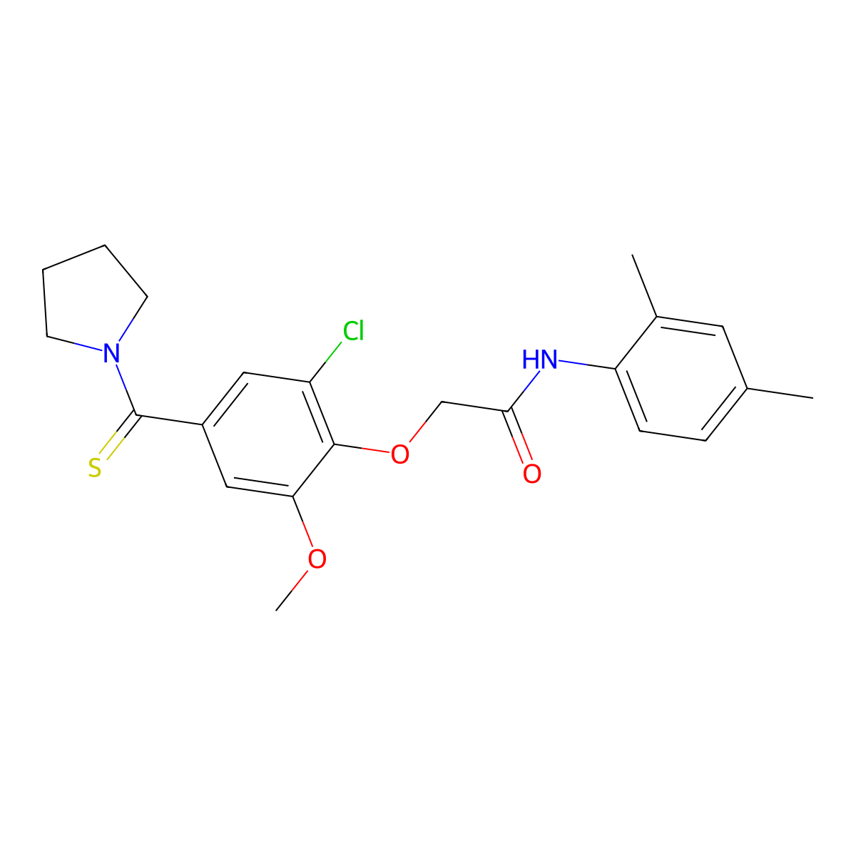 2-[2-chloro-6-methoxy-4-(pyrrolidin-1-ylcarbonothioyl)phenoxy]-N-(2,4-dimethylphenyl)acetamide molecular structure, CAS 701283-31-0