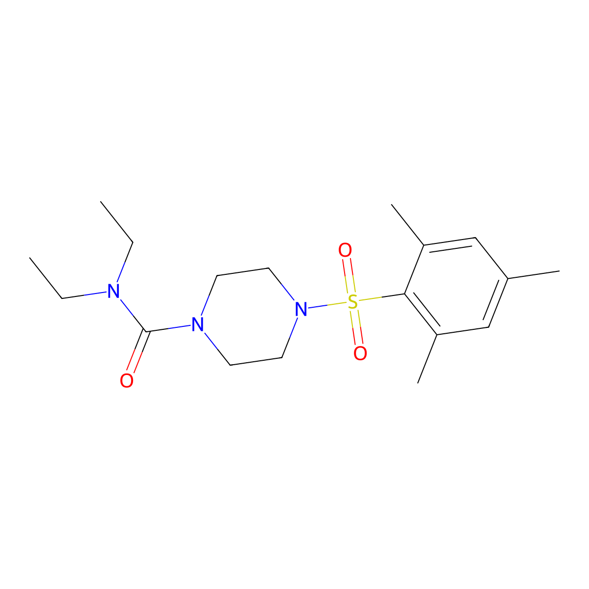 N,N-diethyl-4-(2,4,6-trimethylbenzenesulfonyl)piperazine-1-carboxamide molecular structure, CAS 701283-38-7