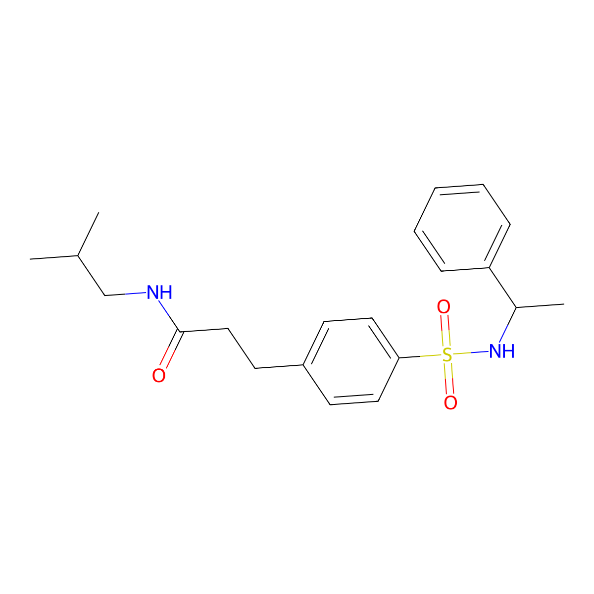 N-(2-methylpropyl)-3-[4-(1-phenylethylsulfamoyl)phenyl]propanamide molecular structure, CAS 701283-47-8