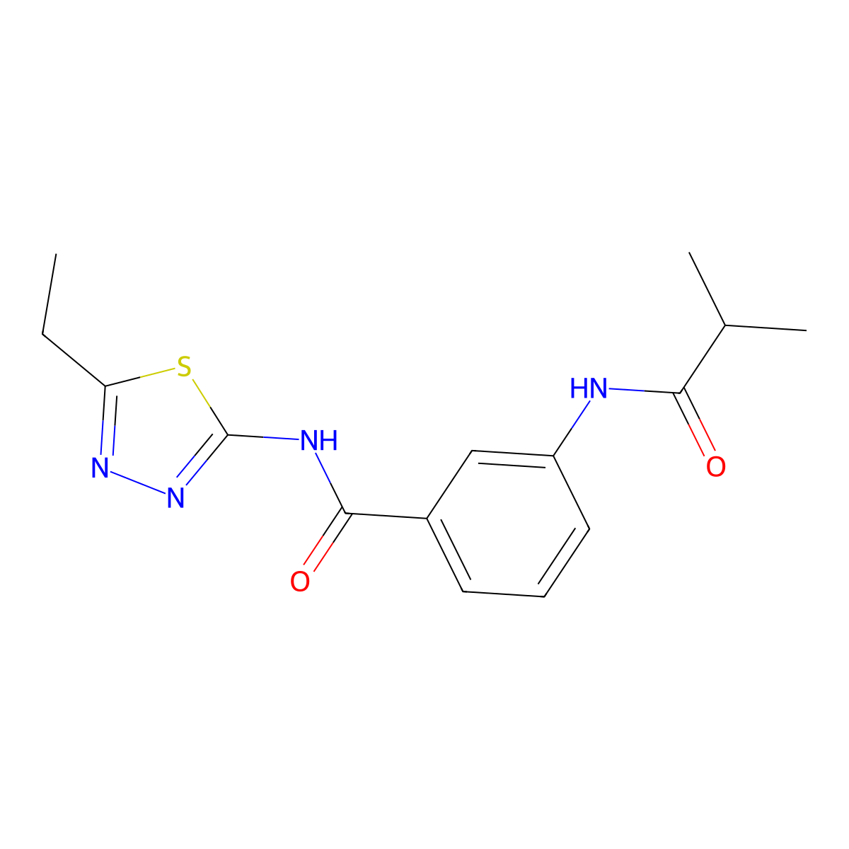 N-(5-Ethyl-[1,3,4]thiadiazol-2-yl)-3-isobutyrylamino-benzamide molecular structure, CAS 701283-48-9