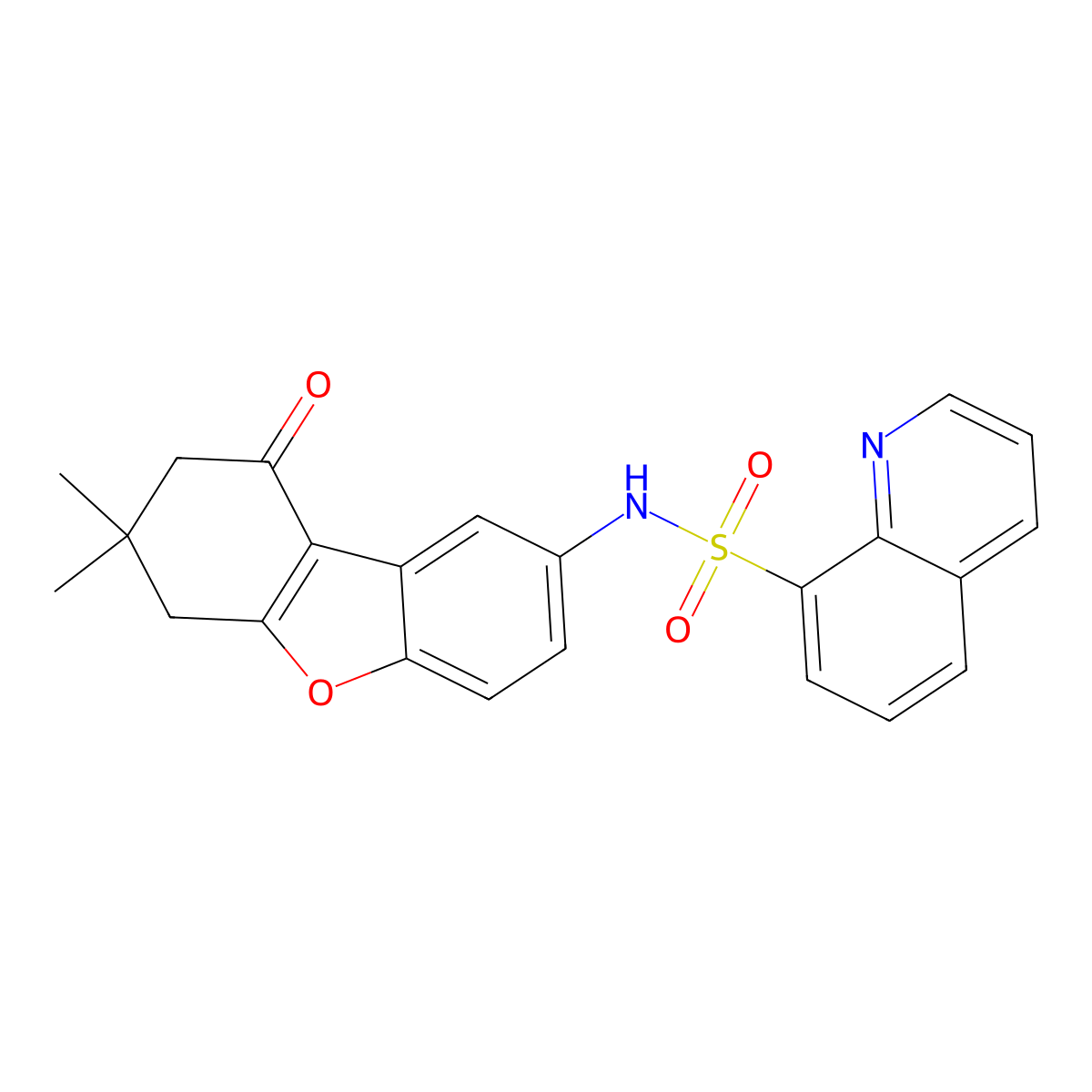 N-(7,7-dimethyl-9-oxo-6,8-dihydrodibenzofuran-2-yl)quinoline-8-sulfonamide molecular structure, CAS 701283-52-5