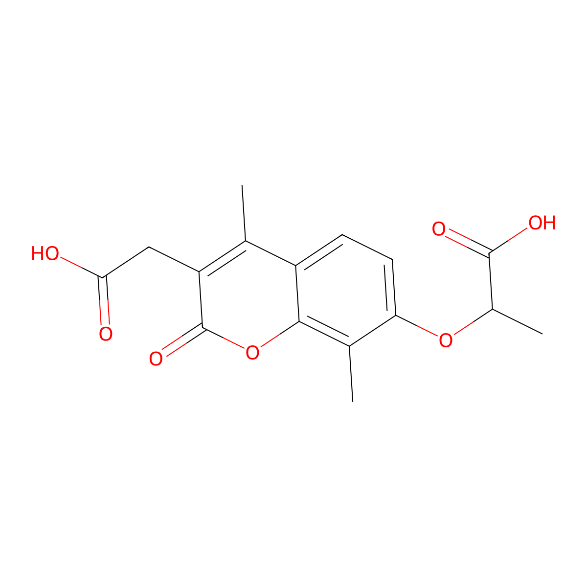 2-{[3-(carboxymethyl)-4,8-dimethyl-2-oxo-2H-chromen-7-yl]oxy}propanoic acid molecular structure, CAS 701283-58-1