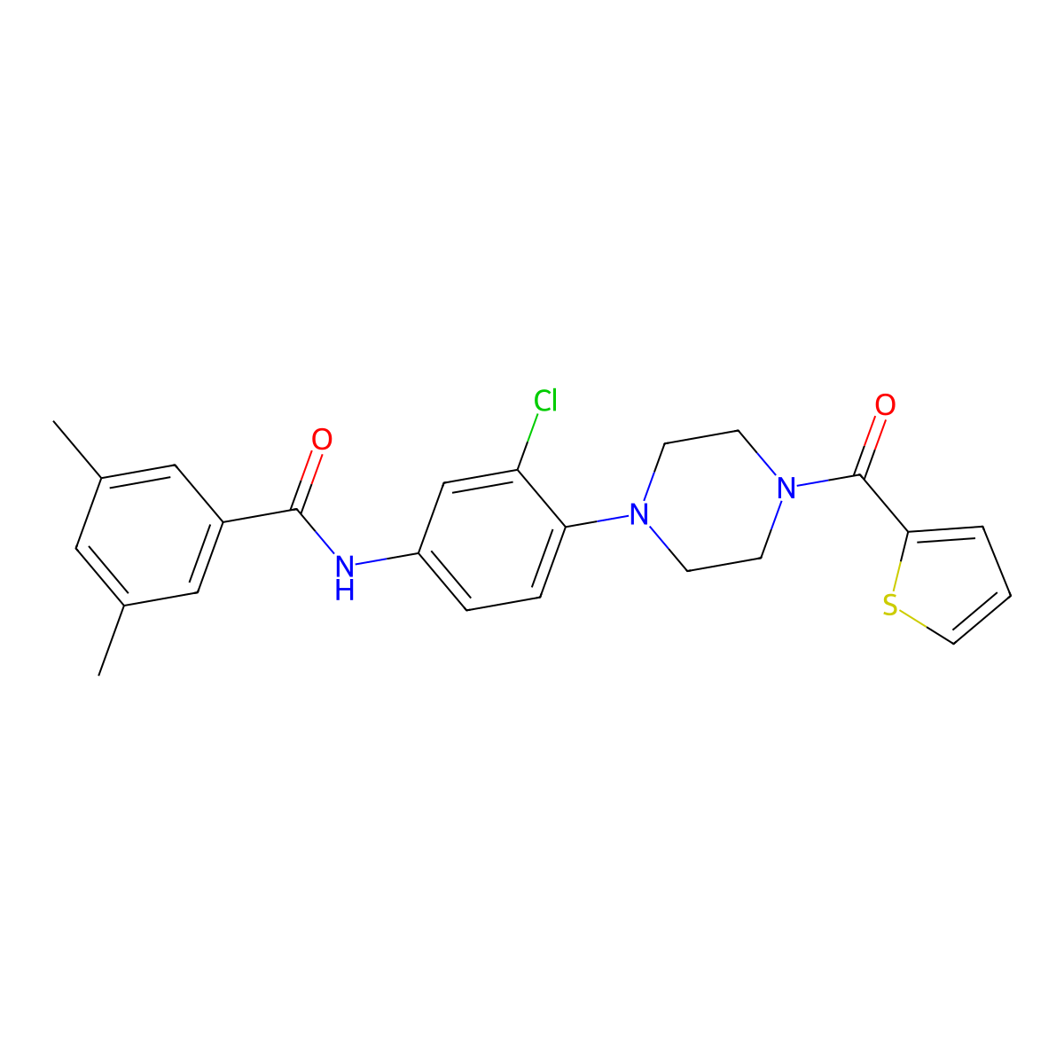 N-[3-chloro-4-[4-(thiophene-2-carbonyl)piperazin-1-yl]phenyl]-3,5-dimethylbenzamide molecular structure, CAS 701283-76-3