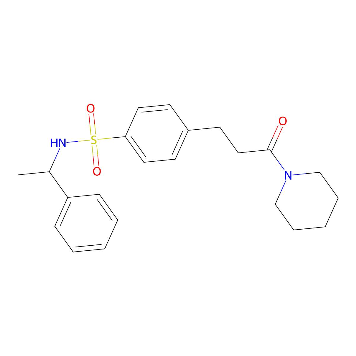 4-(3-oxo-3-piperidin-1-ylpropyl)-N-(1-phenylethyl)benzenesulfonamide molecular structure, CAS 701283-84-3