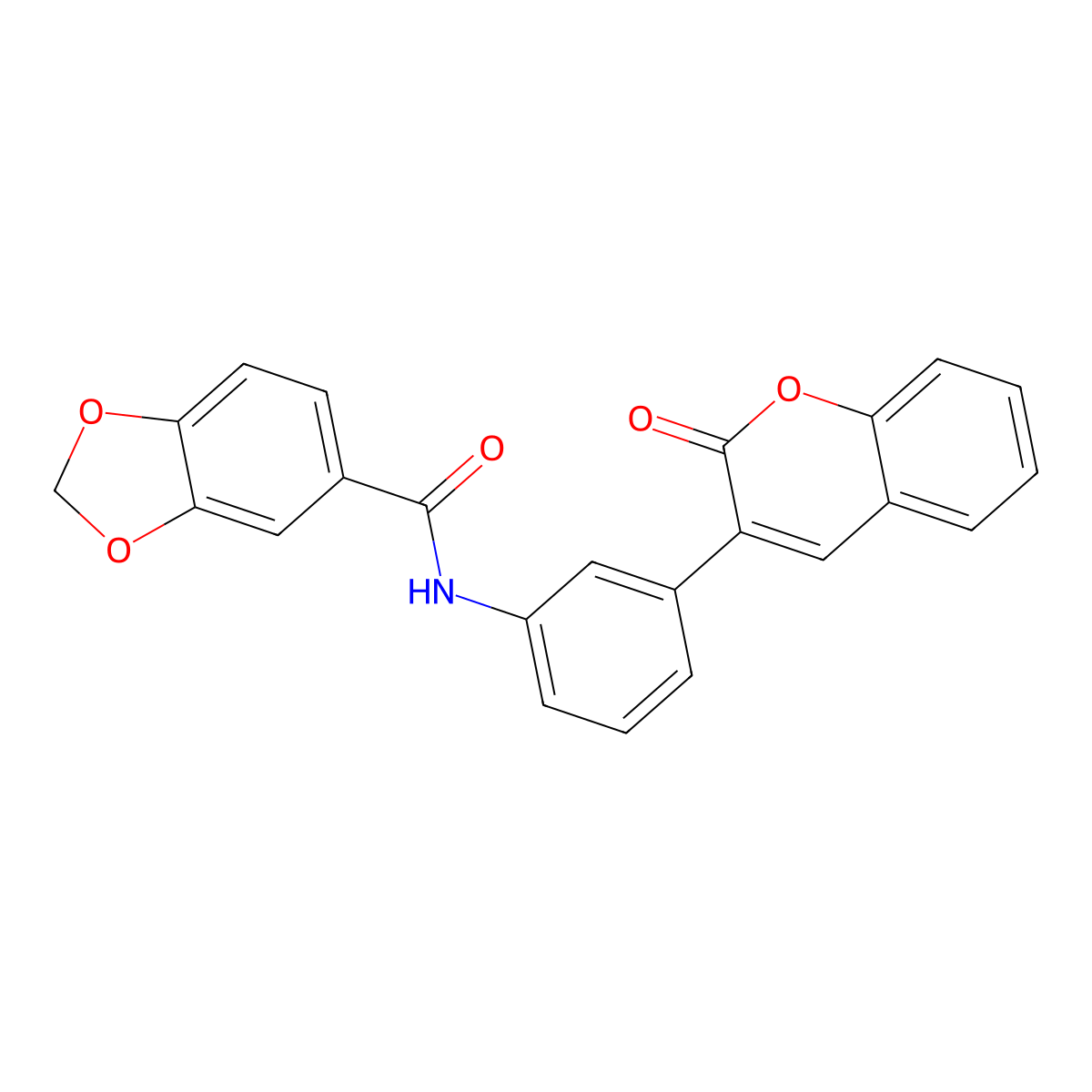 N-[3-(2-oxochromen-3-yl)phenyl]-1,3-benzodioxole-5-carboxamide molecular structure, CAS 701283-86-5