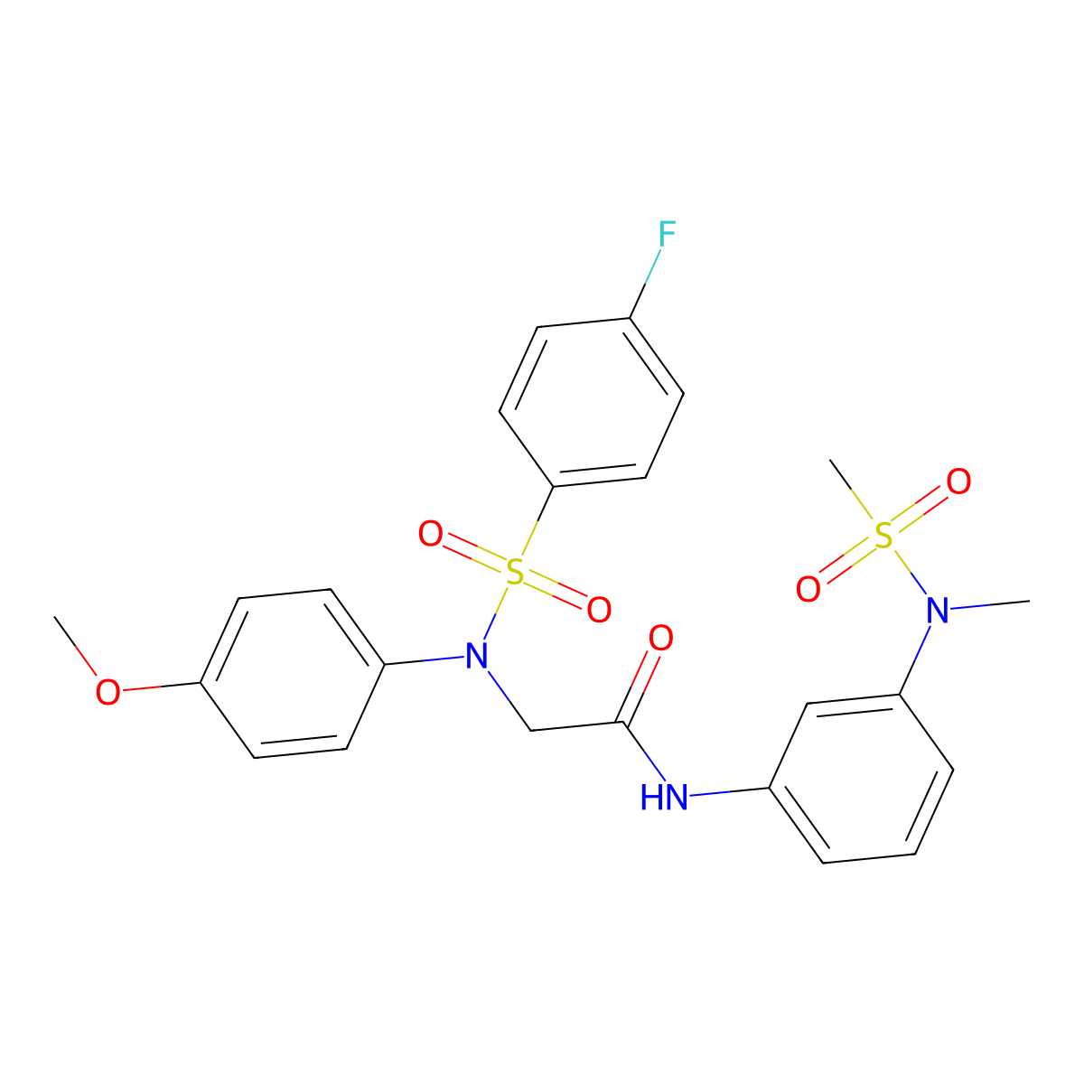 2-(N-(4-fluorophenyl)sulfonyl-4-methoxyanilino)-N-[3-[methyl(methylsulfonyl)amino]phenyl]acetamide molecular structure, CAS 701283-93-4