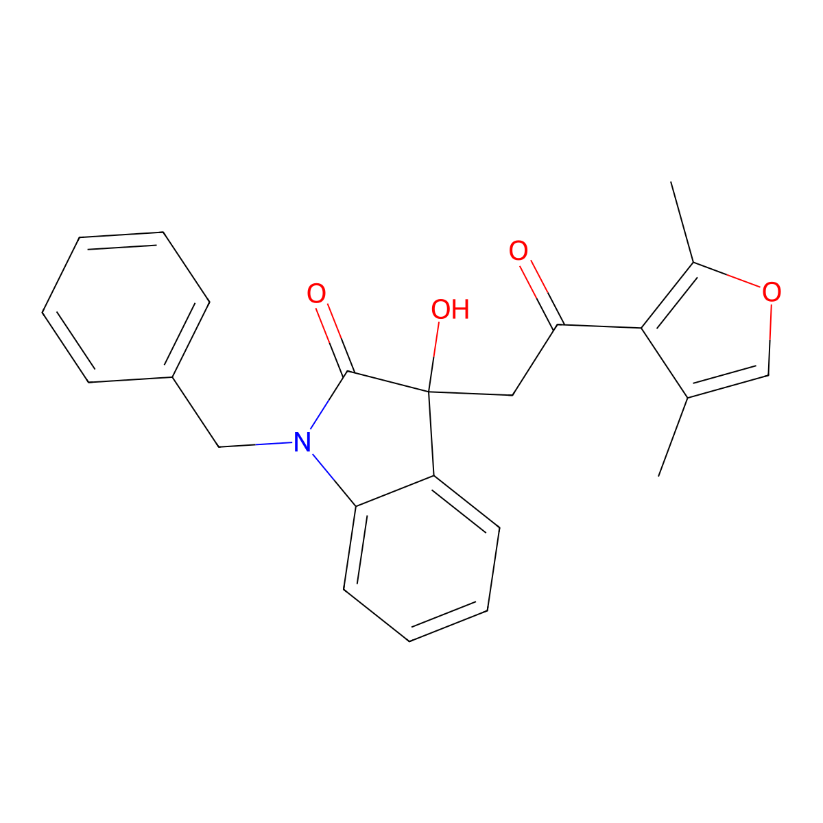 1-benzyl-3-[2-(2,4-dimethyl-3-furyl)-2-oxoethyl]-3-hydroxy-1,3-dihydro-2H-indol-2-one molecular structure, CAS 701284-01-7