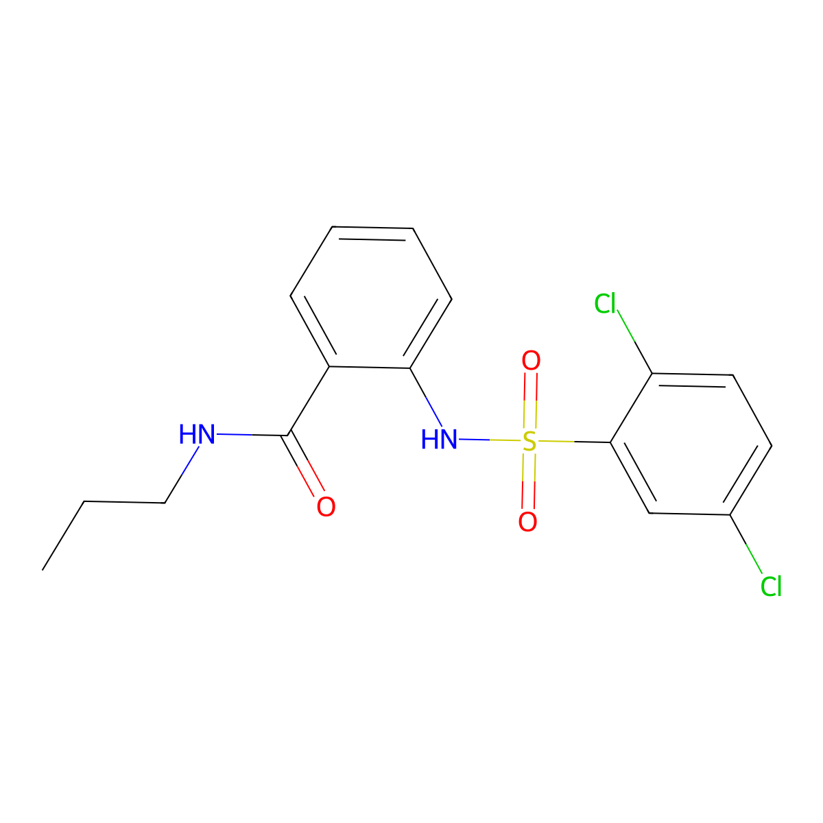 2-[(2,5-dichlorophenyl)sulfonylamino]-N-propylbenzamide molecular structure, CAS 701286-00-2