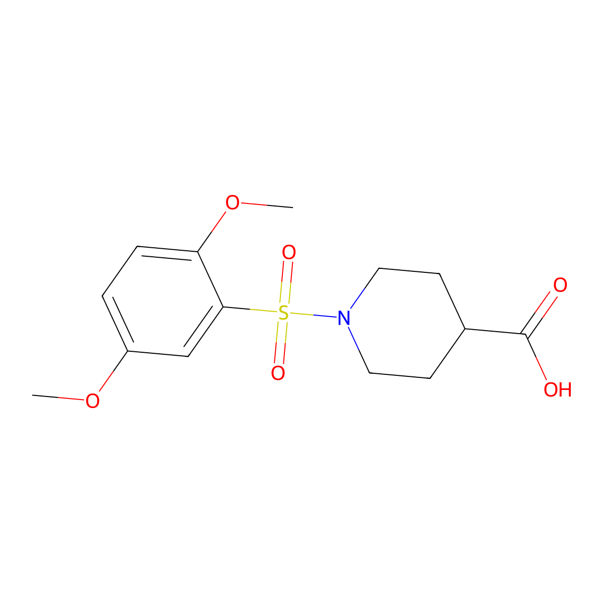 1-[(2,5-Dimethoxyphenyl)sulfonyl]piperidine-4-carboxylic acid molecular structure, CAS 701286-56-8