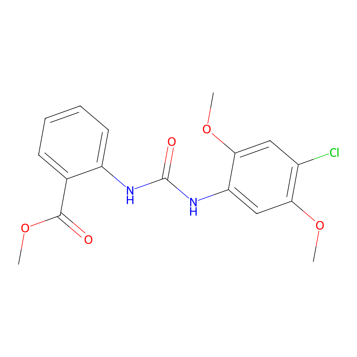Methyl 2-{[(4-chloro-2,5-dimethoxyphenyl)carbamoyl]amino}benzoate molecular structure, CAS 701286-57-9