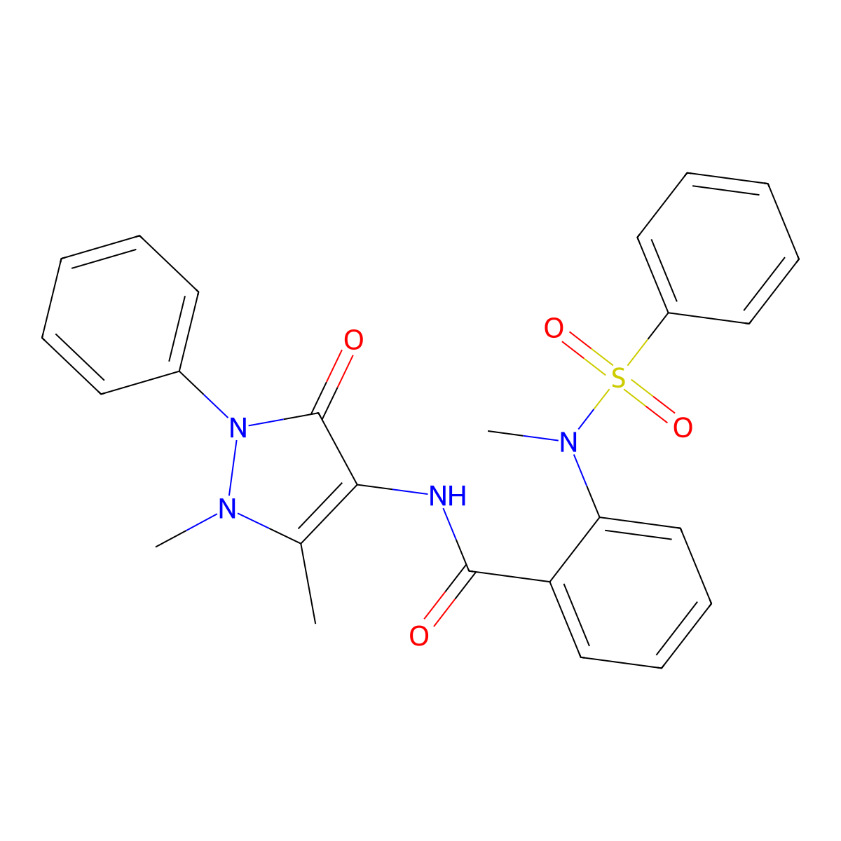 N-(1,5-dimethyl-3-oxo-2-phenyl-2,3-dihydro-1H-pyrazol-4-yl)-2-[methyl(phenylsulfonyl)amino]benzamide molecular structure, CAS 701286-60-4