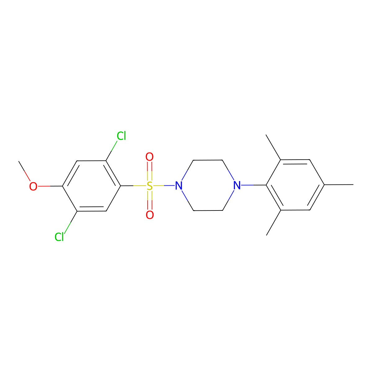 1-(2,5-Dichloro-4-methoxybenzenesulfonyl)-4-(2,4,6-trimethylphenyl)piperazine molecular structure, CAS 701286-69-3