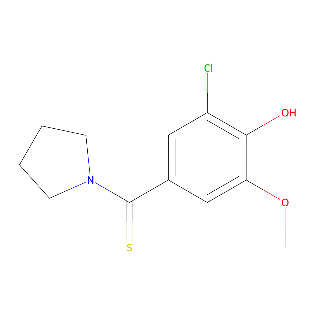 (3-Chloro-4-hydroxy-5-methoxyphenyl)(pyrrolidin-1-yl)methanethione molecular structure, CAS 701286-83-1