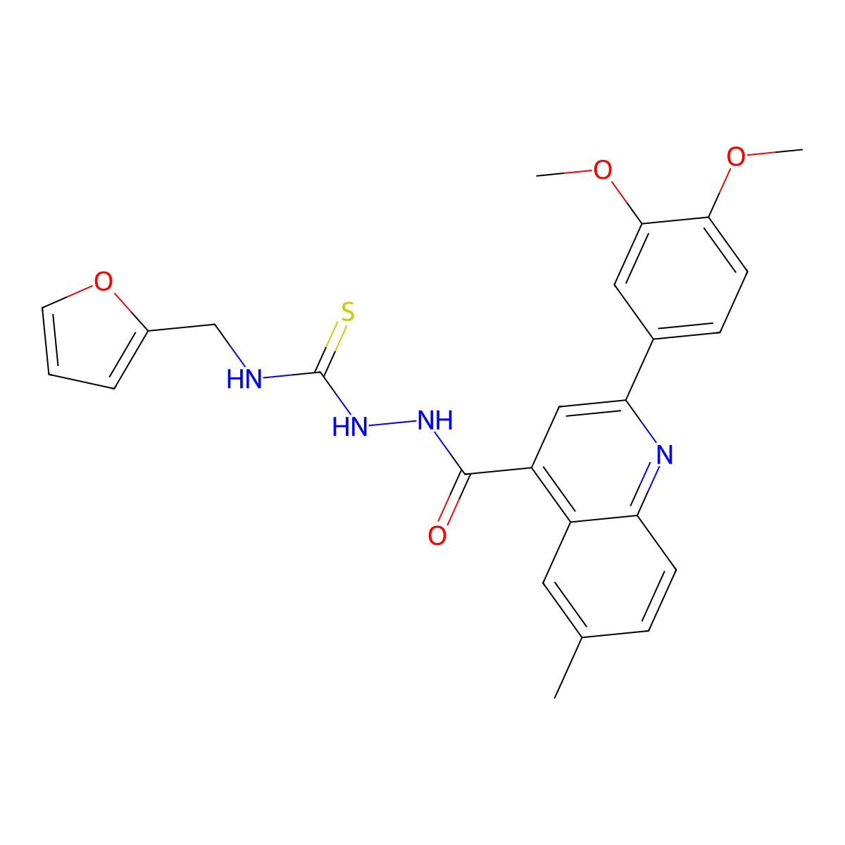 1-[[2-(3,4-Dimethoxyphenyl)-6-methylquinoline-4-carbonyl]amino]-3-(furan-2-ylmethyl)thiourea molecular structure, CAS 701287-03-8