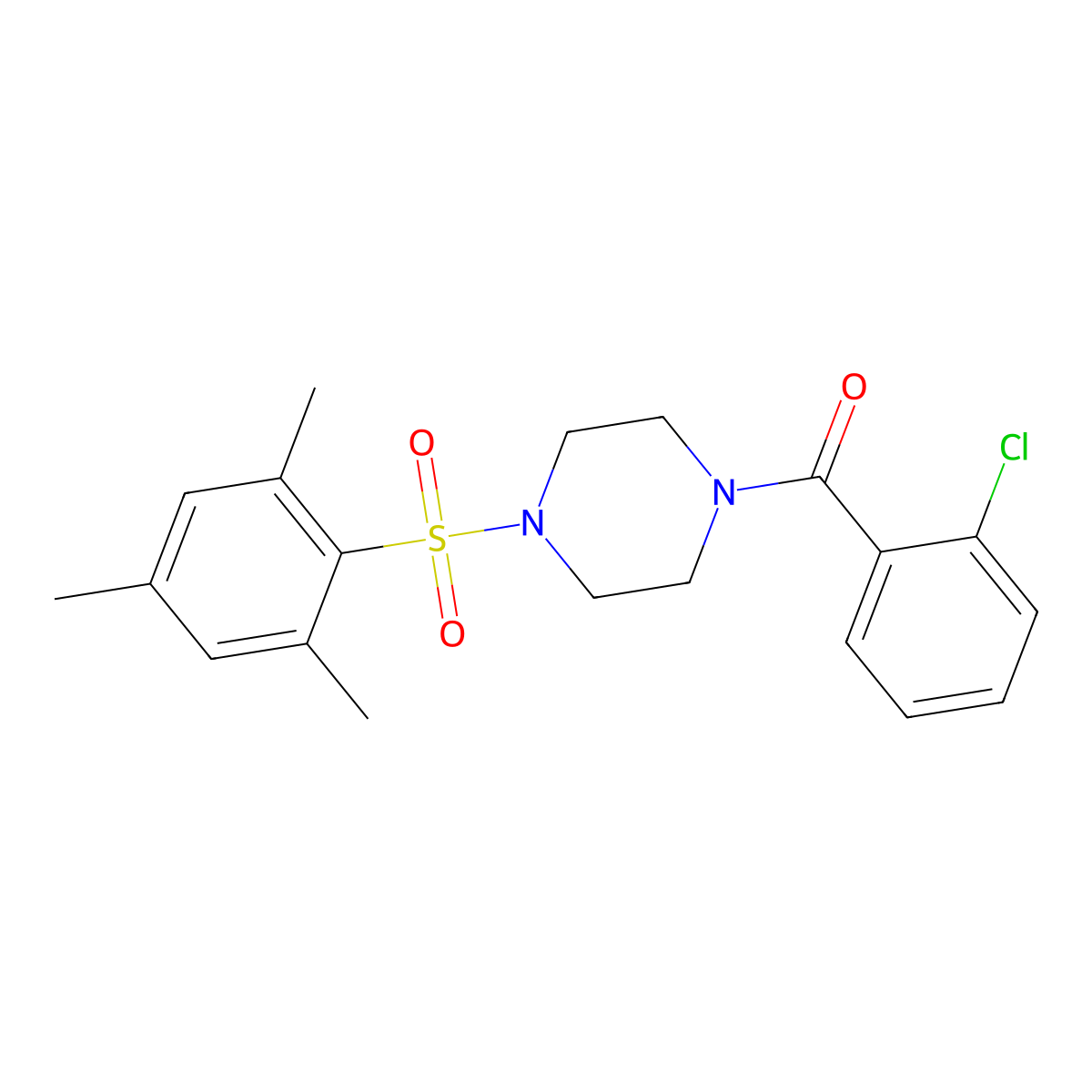 1-(2-Chlorobenzoyl)-4-(mesitylsulfonyl)piperazine molecular structure, CAS 701287-08-3