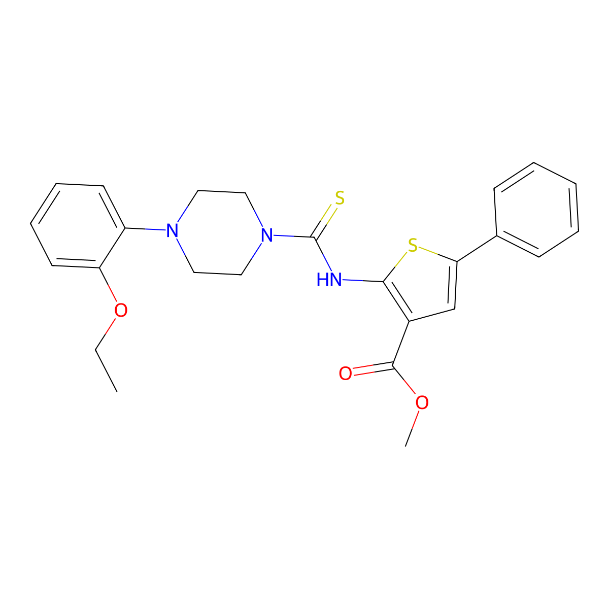 Methyl 2-({[4-(2-ethoxyphenyl)piperazin-1-yl]carbonothioyl}amino)-5-phenylthiophene-3-carboxylate molecular structure, CAS 701287-14-1
