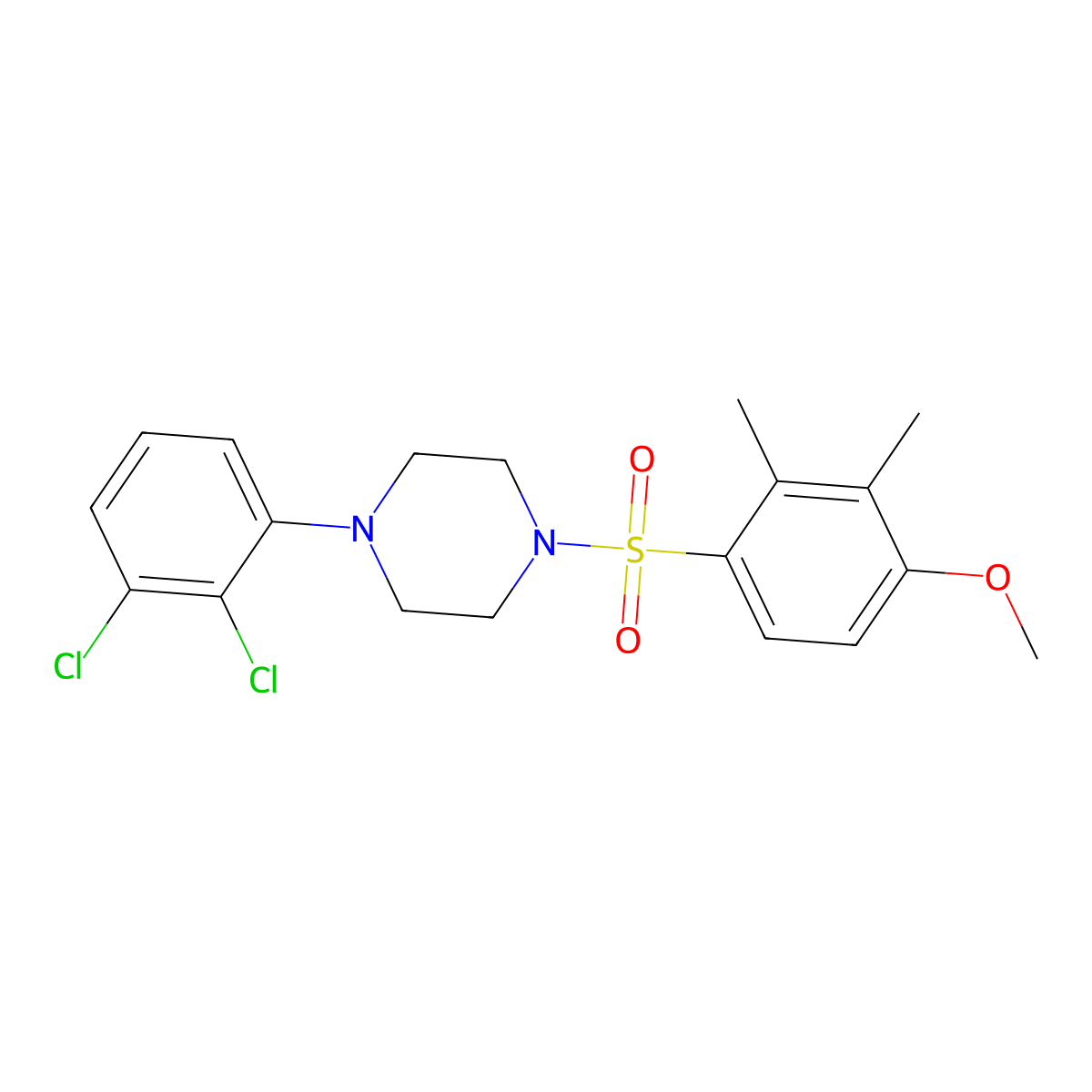 1-(2,3-Dichlorophenyl)-4-(4-methoxy-2,3-dimethylbenzenesulfonyl)piperazine molecular structure, CAS 701287-45-8