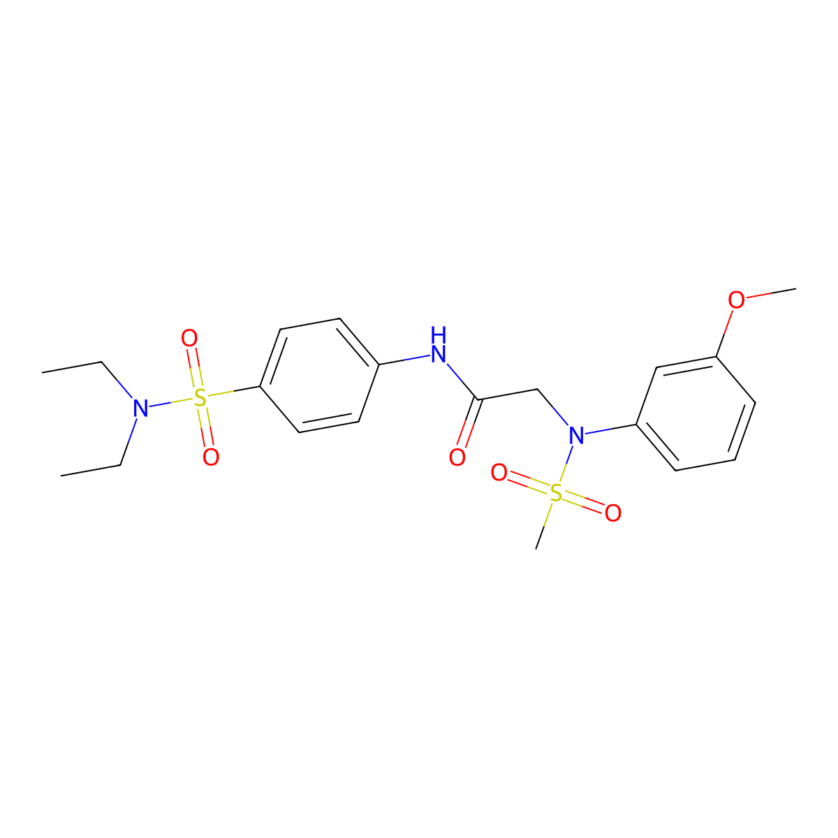 N-[4-(diethylsulfamoyl)phenyl]-2-(3-methoxy-N-methylsulfonylanilino)acetamide molecular structure, CAS 701287-62-9