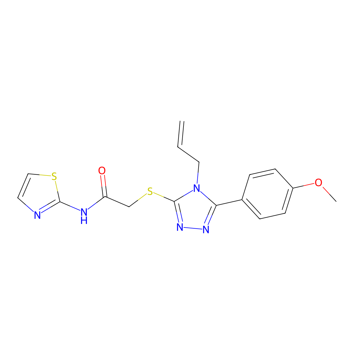 2-[[5-(4-methoxyphenyl)-4-prop-2-enyl-1,2,4-triazol-3-yl]sulfanyl]-N-(1,3-thiazol-2-yl)acetamide molecular structure, CAS 701287-96-9