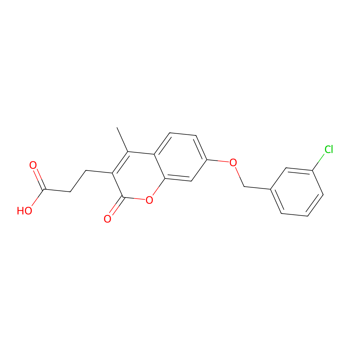 3-{7-[(3-chlorobenzyl)oxy]-4-methyl-2-oxo-2H-chromen-3-yl}propanoic acid molecular structure, CAS 701288-05-3