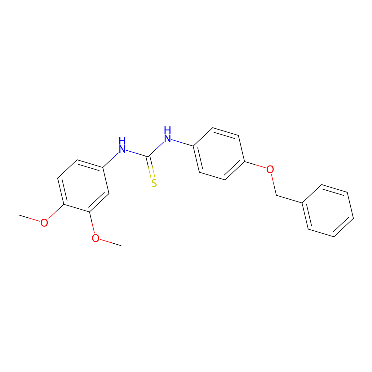 1-(3,4-Dimethoxyphenyl)-3-(4-phenylmethoxyphenyl)thiourea molecular structure, CAS 701288-40-6