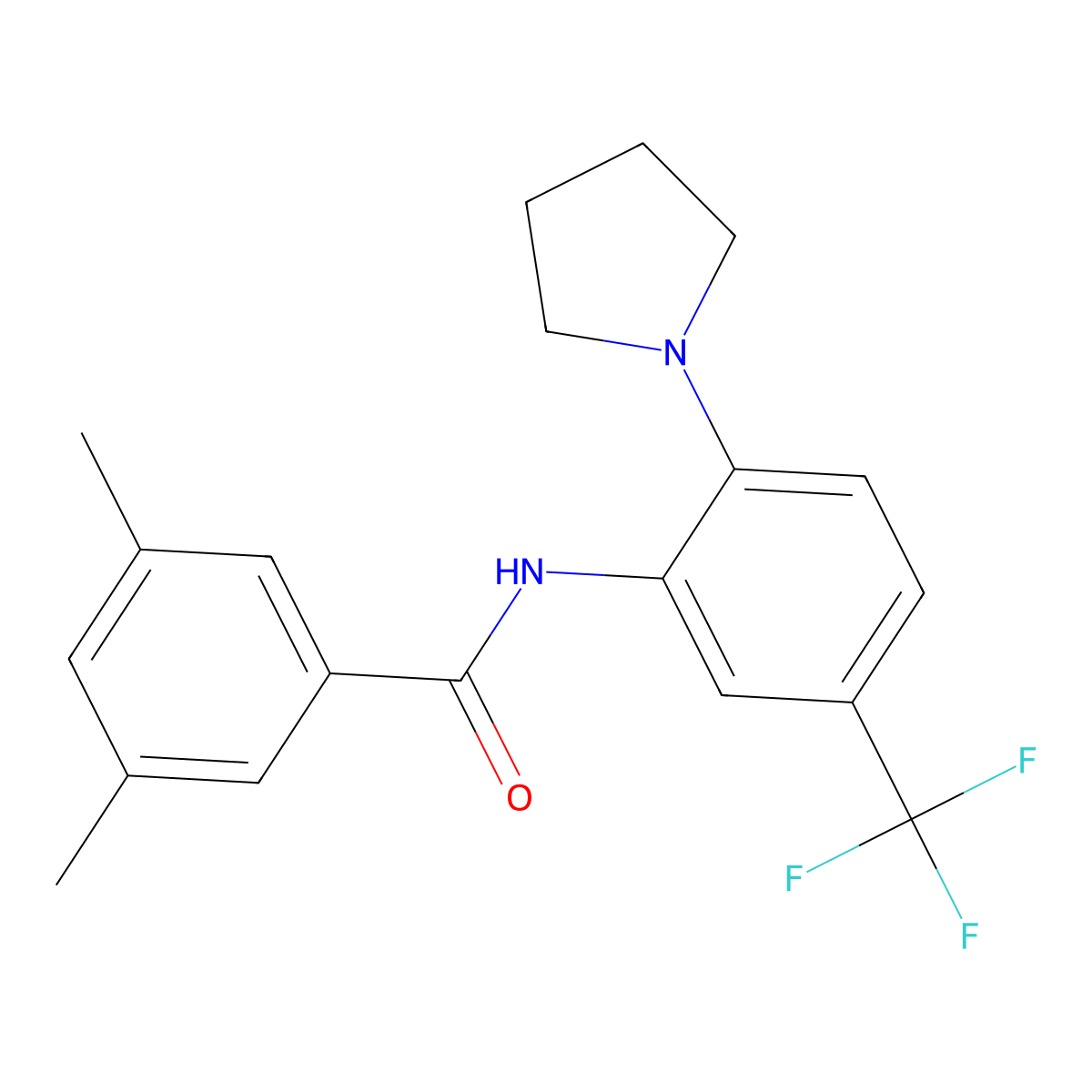 3,5-dimethyl-N-[2-pyrrolidin-1-yl-5-(trifluoromethyl)phenyl]benzamide molecular structure, CAS 701288-47-3