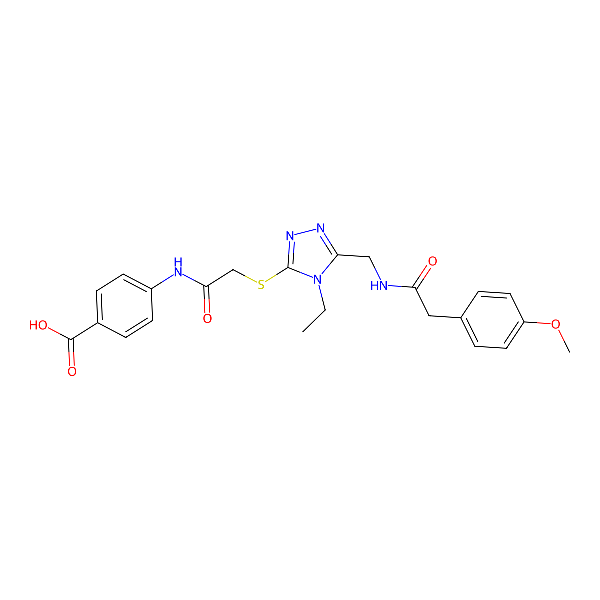 4-[({[4-ethyl-5-({[(4-methoxyphenyl)acetyl]amino}methyl)-4H-1,2,4-triazol-3-yl]sulfanyl}acetyl)amino]benzoic acid molecular structure, CAS 701288-49-5