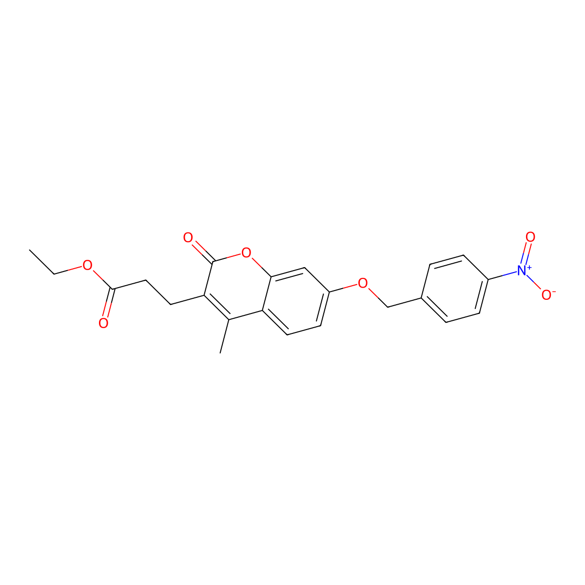 Ethyl 3-[4-methyl-7-[(4-nitrophenyl)methoxy]-2-oxochromen-3-yl]propanoate molecular structure, CAS 701288-73-5