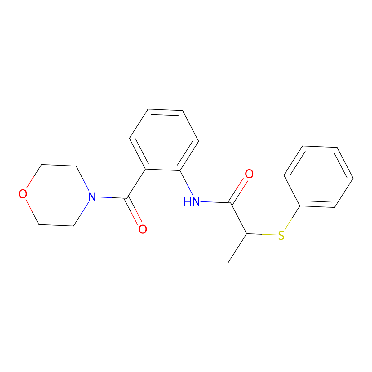 N-[2-(morpholine-4-carbonyl)phenyl]-2-phenylsulfanylpropanamide molecular structure, CAS 701288-75-7