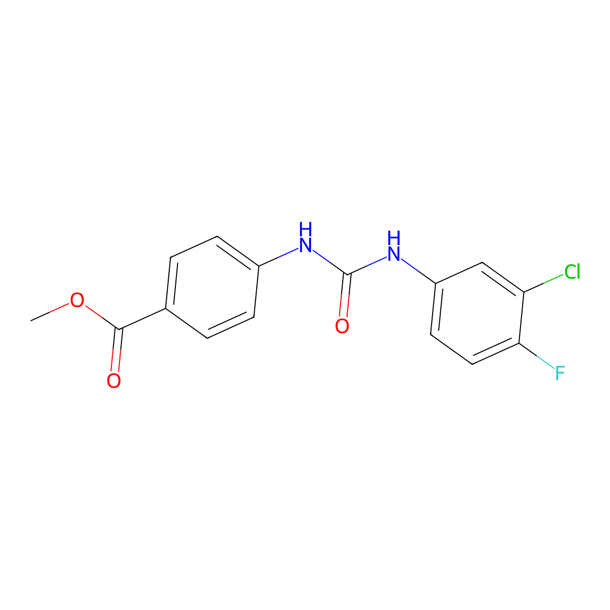 Methyl 4-[(3-chloro-4-fluorophenyl)carbamoylamino]benzoate molecular structure, CAS 701288-76-8
