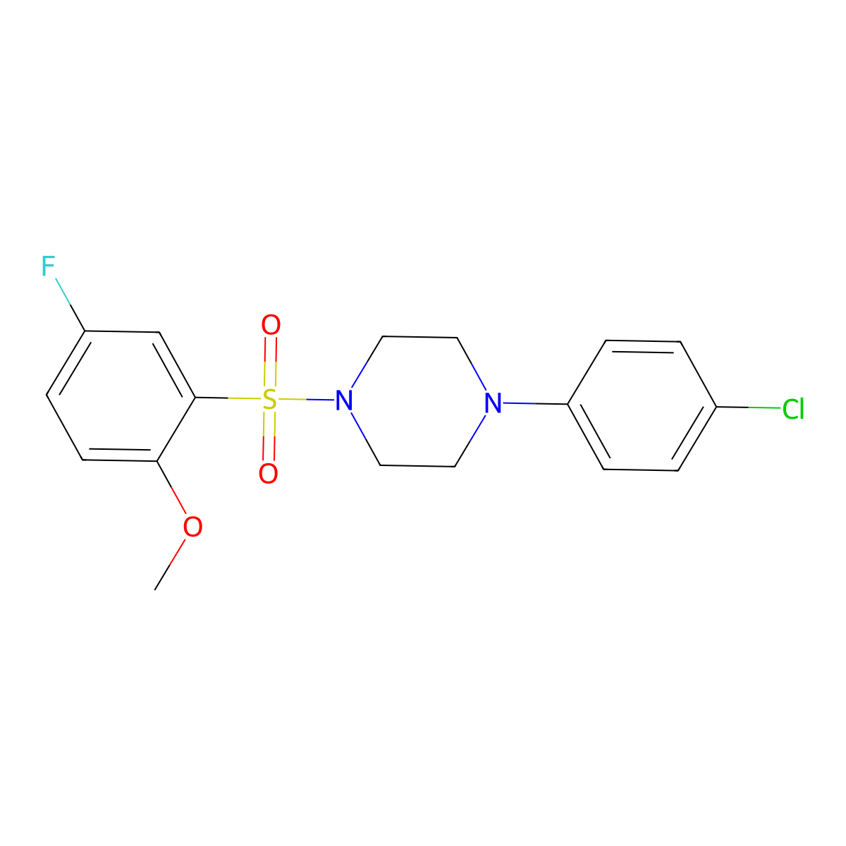 1-(4-Chlorophenyl)-4-(5-fluoro-2-methoxyphenyl)sulfonylpiperazine molecular structure, CAS 701288-91-7