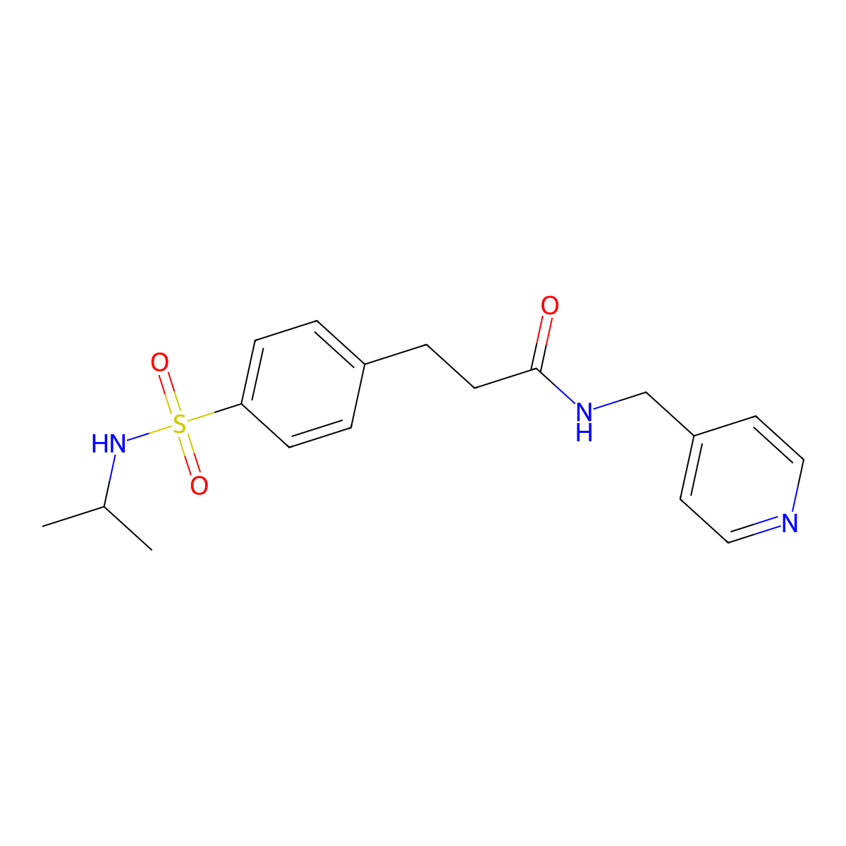 3-[4-(propan-2-ylsulfamoyl)phenyl]-N-(pyridin-4-ylmethyl)propanamide molecular structure, CAS 701289-03-4