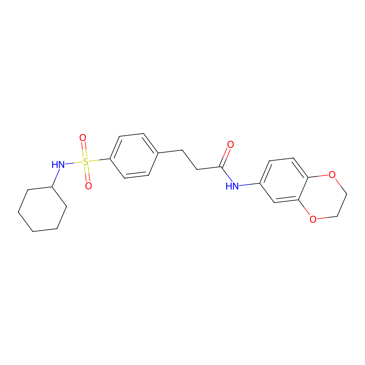 3-[4-(cyclohexylsulfamoyl)phenyl]-N-(2,3-dihydro-1,4-benzodioxin-6-yl)propanamide molecular structure, CAS 701289-10-3
