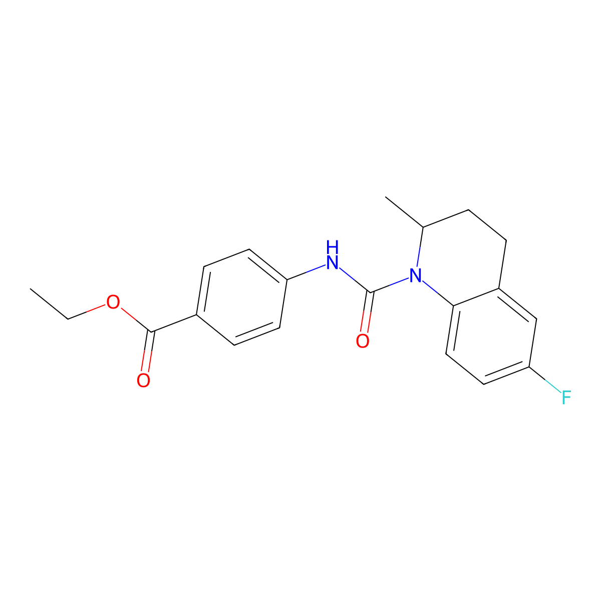 ethyl 4-{[(6-fluoro-2-methyl-3,4-dihydroquinolin-1(2H)-yl)carbonyl]amino}benzoate molecular structure, CAS 701289-21-6