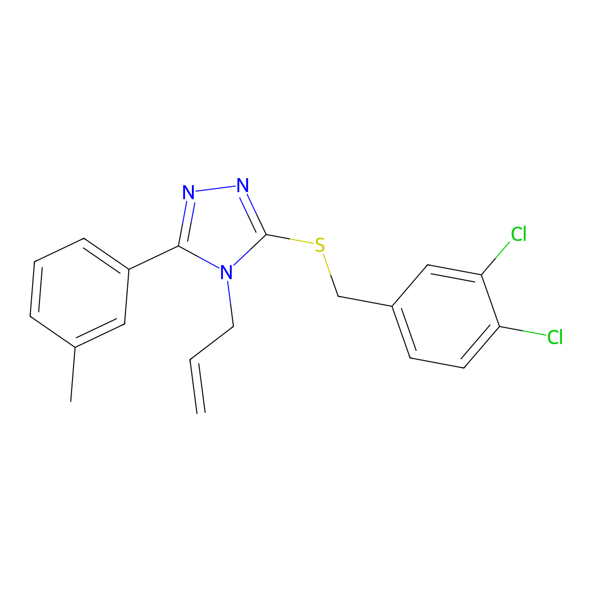 3-[(3,4-Dichlorophenyl)methylsulfanyl]-5-(3-methylphenyl)-4-prop-2-enyl-1,2,4-triazole molecular structure, CAS 701289-48-7