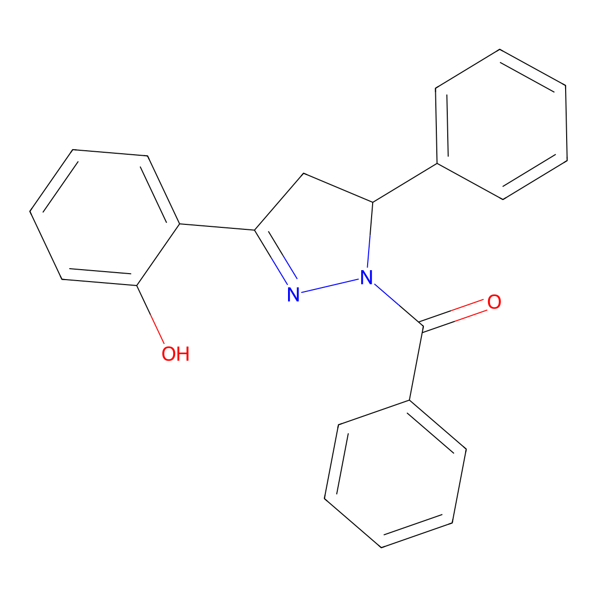 (3-(2-hydroxyphenyl)-5-phenyl-4,5-dihydro-1H-pyrazol-1-yl)(phenyl)methanone molecular structure, CAS 701289-56-7