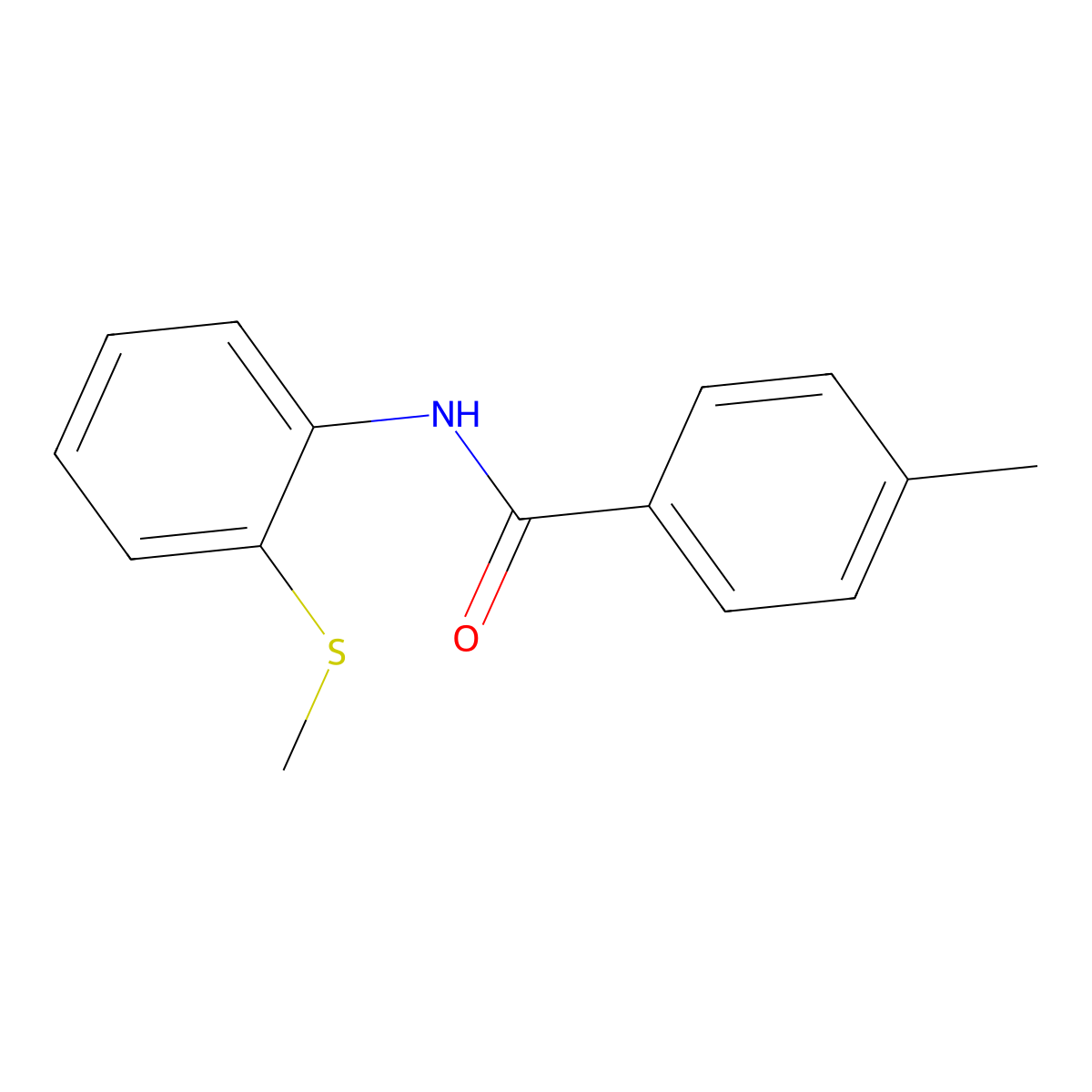 4-methyl-N-(2-(methylthio)phenyl)benzamide molecular structure, CAS 701289-62-5