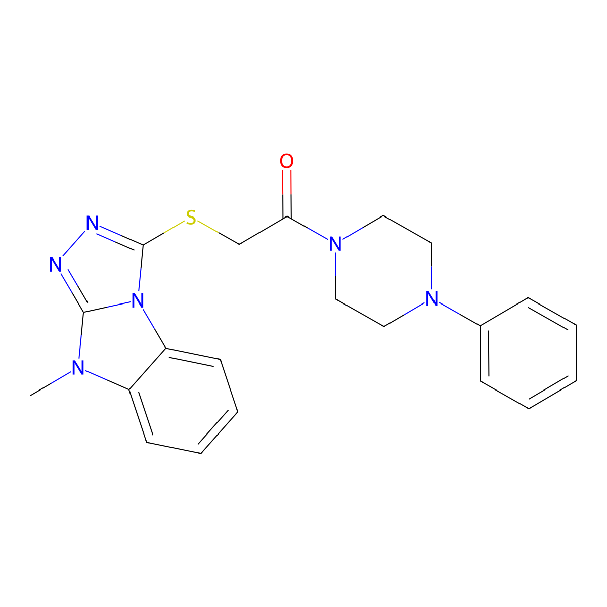2-[(9-methyl-9H-[1,2,4]triazolo[4,3-a]benzimidazol-3-yl)sulfanyl]-1-(4-phenylpiperazin-1-yl)ethanone molecular structure, CAS 701289-67-0