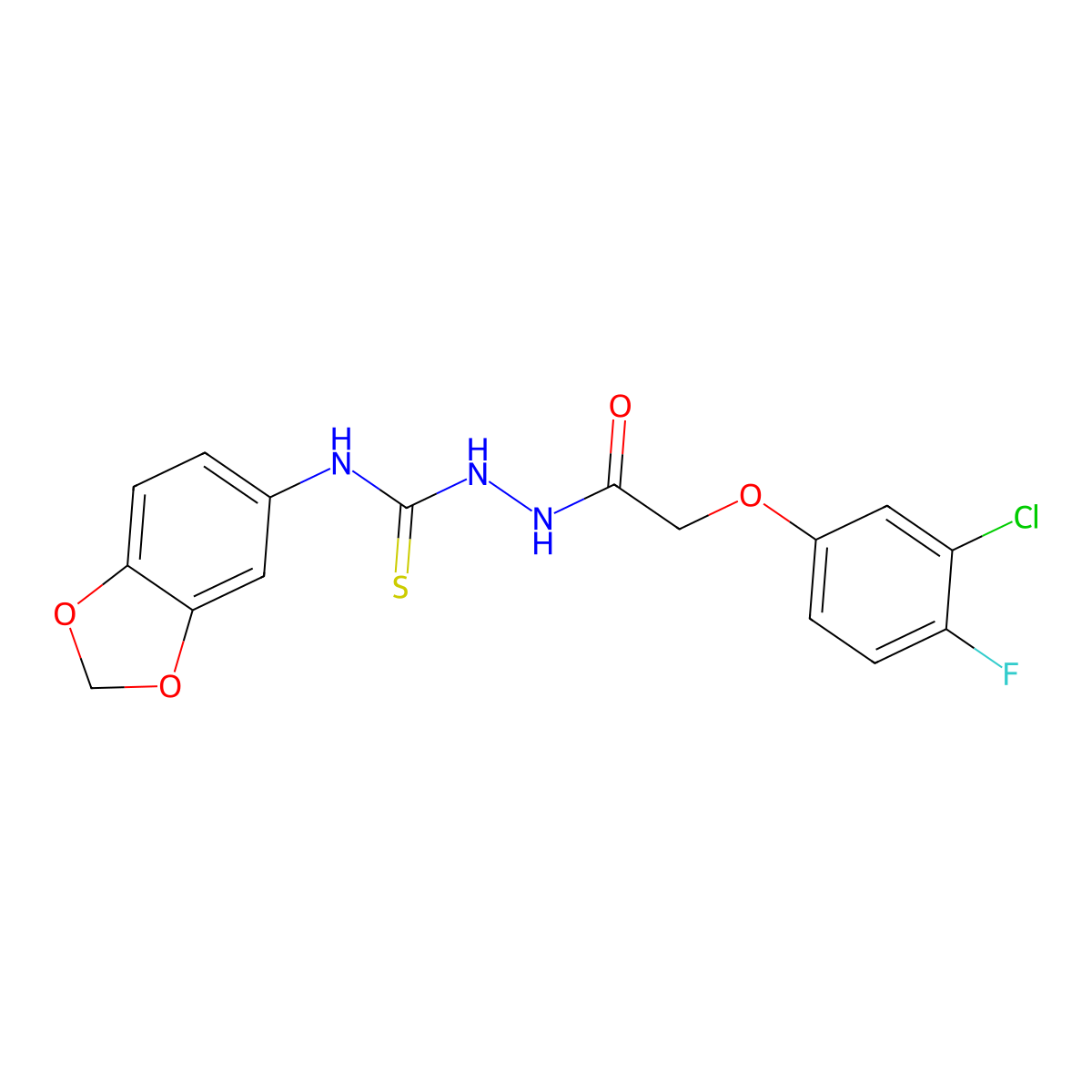 1-(1,3-Benzodioxol-5-yl)-3-[[2-(3-chloro-4-fluorophenoxy)acetyl]amino]thiourea molecular structure, CAS 701289-71-6