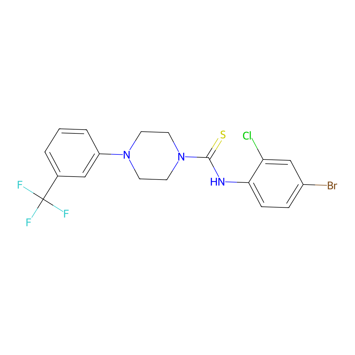 N-(4-bromo-2-chlorophenyl)-4-[3-(trifluoromethyl)phenyl]piperazine-1-carbothioamide molecular structure, CAS 701289-75-0