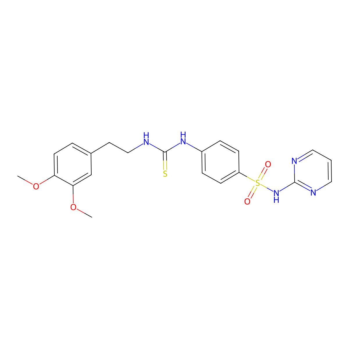 1-[2-(3,4-Dimethoxyphenyl)ethyl]-3-[4-(pyrimidin-2-ylsulfamoyl)phenyl]thiourea molecular structure, CAS 701289-80-7