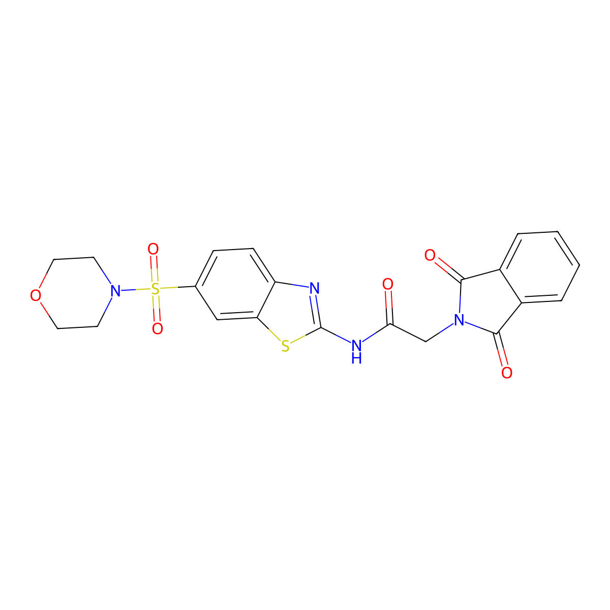 2-(1,3-dioxoisoindol-2-yl)-N-(6-morpholin-4-ylsulfonyl-1,3-benzothiazol-2-yl)acetamide molecular structure, CAS 701290-04-2