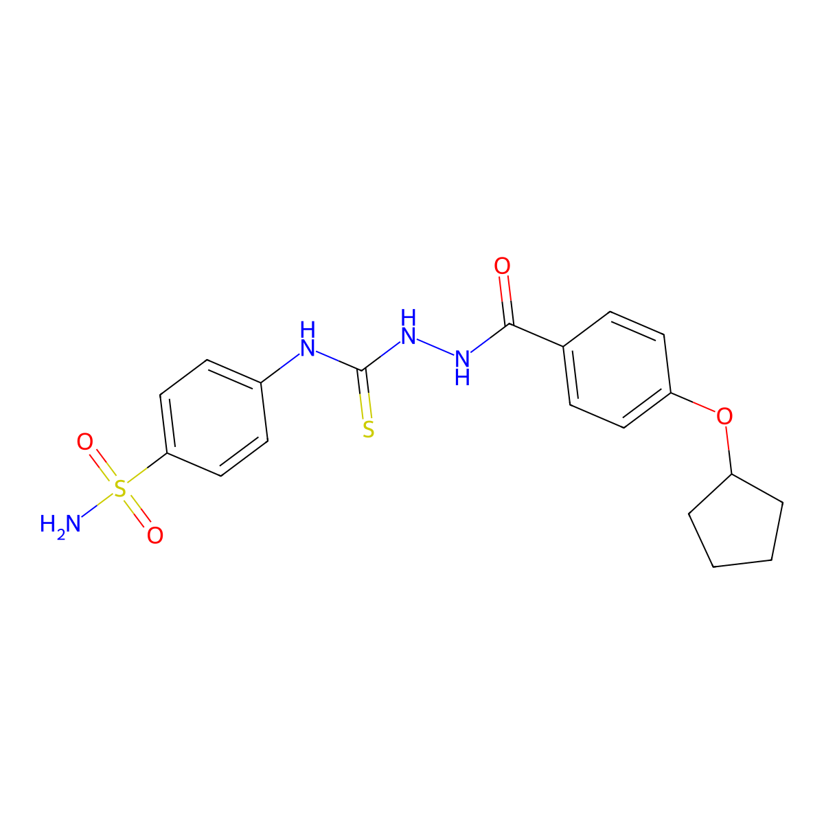 1-[(4-Cyclopentyloxybenzoyl)amino]-3-(4-sulfamoylphenyl)thiourea molecular structure, CAS 701290-30-4