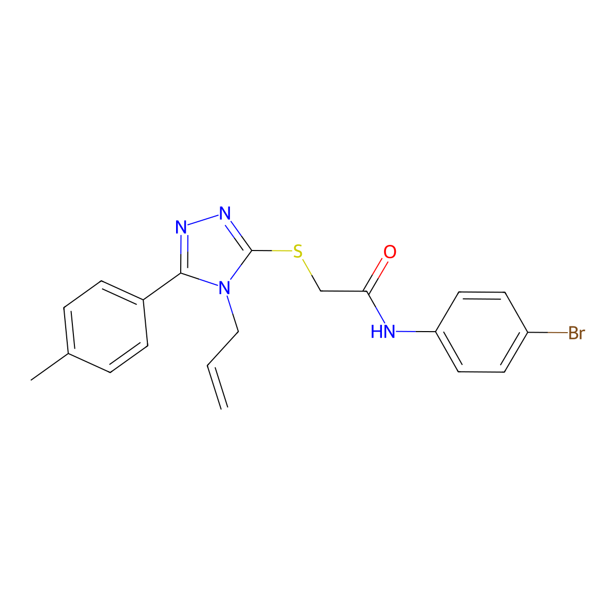 N-(4-bromophenyl)-2-{[5-(4-methylphenyl)-4-(prop-2-en-1-yl)-4H-1,2,4-triazol-3-yl]sulfanyl}acetamide molecular structure, CAS 701290-32-6