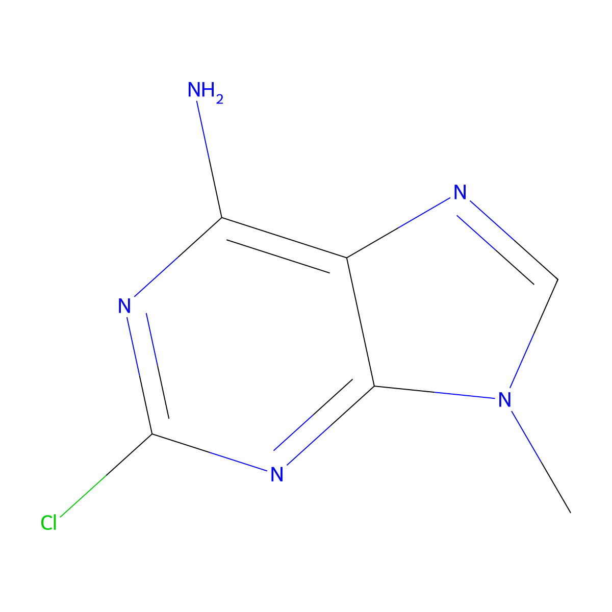 9H-Purin-6-amine, 2-chloro-9-methyl- molecular structure, CAS 7013-21-0