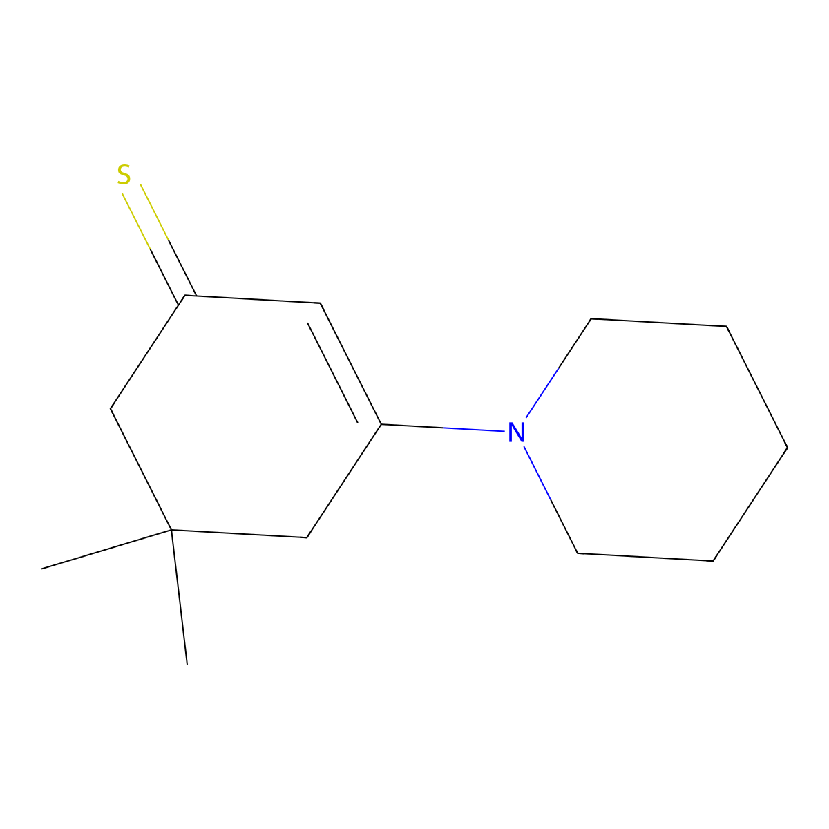 5,5-Dimethyl-3-piperidylcyclohex-2-ene-1-thione molecular structure, CAS 70134-04-2
